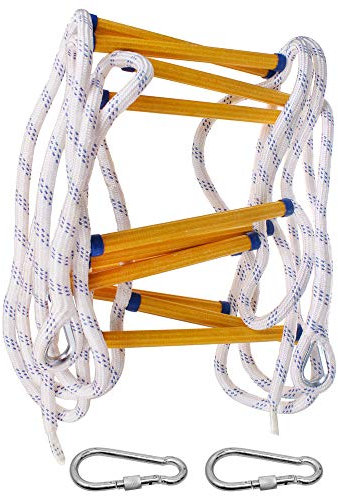 Échelle de Corde D'évacuation Charge 200 kg Échelle de Secours Robuste avec Boucle Escalade d'Incendie pour Adultes Enfants 3M / 5M / 10M / 15M (15M)