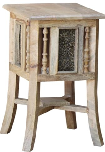 Orientalischer Beistelltisch mit Messing Dekoration, rund, Größe S 45 cm