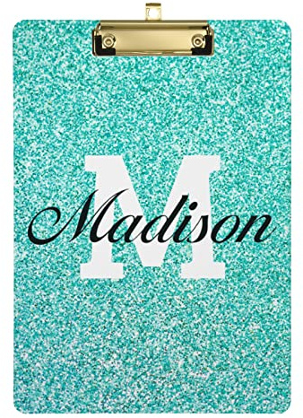 Personalisiertes Klemmbrett, A4 Briefgröße Klemmbretter mit Textlogo für Studenten, Frauen, Mann – 22,9 x 31,8 cm mit niedrigem Profil-Metallclip