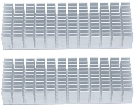 2 Pièces Dissipateur de Chaleur, Refroidisseur de Radiateur en Aluminium Anodisé avec Colle Dissipateur Thermique Ailette de Refroidissement Argent pour Amplificateur (120 x 40 x 20 mm)