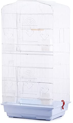 Vogelkäfig Wellensittiche Weiss Große Vogelvilla Mit Doppeltür, Acht Öffnungen Papageienkäfig Zuchtkäfig, Stabiler Vogelkäfig Aus Drahthandwerk, (Color : White-set4)