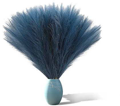 FuninCrea 6 pezzi Erba Artificiale Della Pampa da 17 pollici Piccola Decorazione Artificiale per Erba Della Pampa Vaso Piume Boho per Decorazione Della Casa (Blu)