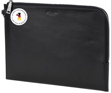 Berliner Bags Dokumentenmappe Alex XL Premium aus Leder - Schwarz | Dokumententasche aus Echtleder & Reisepass Organizer für Damen und Herren, abnehmbares Armband