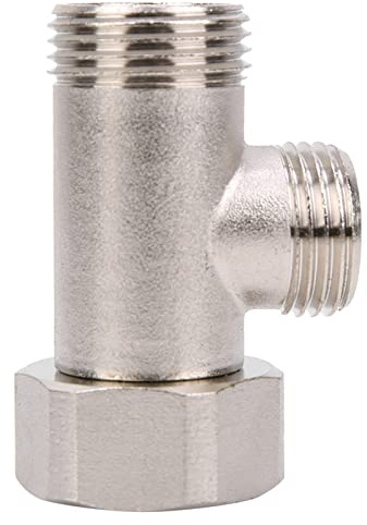 TOPINCN 7/8 Bidet T Adapter Brass Shower Head Adaptor 3 Way Tee Bidet Connector 3 Way Plumbing Splitter Toilet Three Way Connector Shower Head Diverter Valve