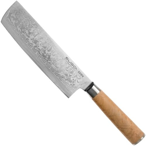 Nakiri 17cm Eden Sugoi Olive 2090-116, Couteau à Légumes Japonais, Manche en Bois d'Olivier, Couteau pour Herbes et Légumes