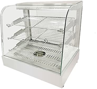 Countertop 26 Food Warmer Display Case 3 Shelf Hot Warming Showcase with Back Sliding Door and Water Tray,Black (26(Silver))