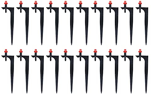 20pcs émetteurs D'irrigation de Jardinage, Goutteurs D'irrigation Professionnels, Kit D'irrigation Goutte à Goutte, Goutteur D'irrigation en Plastique ABS avec(360 degrés avec tige d'insertion)