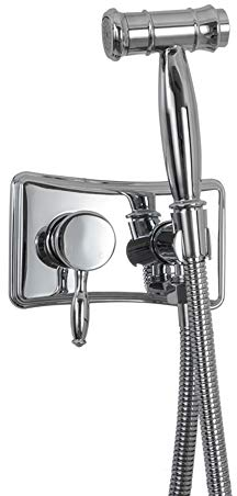Bidet-Sprüher-Wasserhahn-Set Mit Kalt- Und Warmwasser, Messing, Hand-Wc-Bidet-Aufsatz, Drucksprüher, Wandmontage, Tragbare Stoffwindel-Waschmaschine, Duschsprüher-Set, Bürste (Chrom)