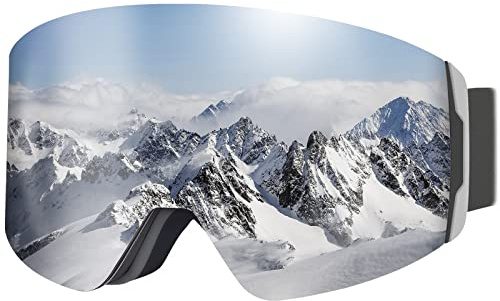 AVAWAY OTG Womens Ski Goggles Men Magnetic Anti Fog Magnetic Lens Snowboarding Over Glasses Anti Scratch 100% UV Protection with Anti-Slip Straps