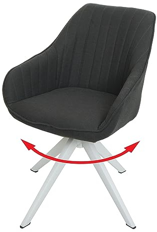 Mendler Esszimmerstuhl HWC-K27 drehbar Stoff/Textil - dunkelgrau | Küchenstuhl, Stuhl, mit Armlehne
