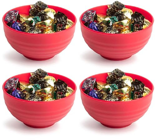 Acan Tradineur - Pack de 4 Cuencos Decorativo para Navidad – Reutilizable - Fabricado en España - Capacidad 540 ml - Ø 13 x 7 cm - Color Granate