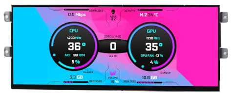 VSDISPLAY 12.3 inch 2400x900 2K IPS LCD Monitor Screen,H/D USB C Video Port | White ,For Sub Screen ,D31 PC Case Display