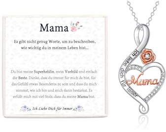 FAOMZQ Mama Geschenk, Gravur 925 Sterling Silber Halskette Geschenke für Mutter, Beste Mutti Geschenk mit Karte zum Muttertag Geburtstag Weihnachten