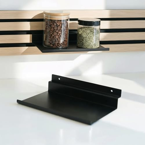 Steinmine - Designmanufaktur Zubehör-Set, Ablagen und Wandbehälter für Wandorganizer & Akustikpaneelen für DIY Wandregal für Büro, Küche & Mehr (Metallablage (klein) Quermontage für Wandorganizer)