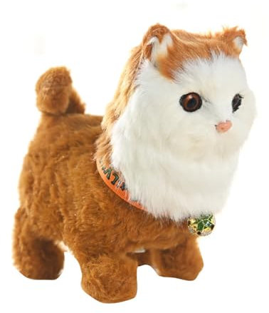 JAWSEU Interaktives Plüschtier Katze, Elektronische Haustiere Roboter Katze Elektrisch Spielzeug Katze Kuscheltier für Kinder Mit Gehen Bellen Schwanzwedeln Simulation Katze Plüschtier Kuscheltier