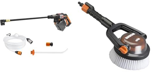 WORX WG633E.9 Hydroshot Akku-Hochdruckreiniger 20V & WA1820 Hydroshot Haarbürste, weich, Schwarz