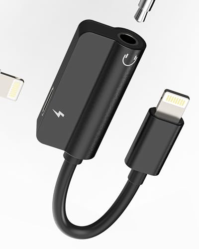Adaptateur pour Lightning vers Jack Audio 3,5 mm (2 en 1) pour iPhone 14 Pro Casque Aux Câble Répartiteur Écouteurs Chargeur Accessoires pour Apple MFi Certifié Splitter pour iPad Pro Charge Câble