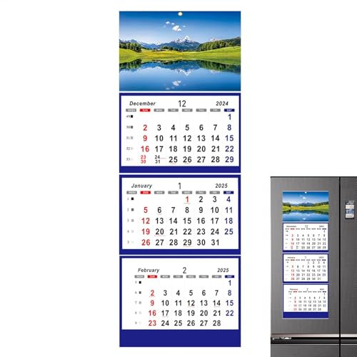 Drei-Monats-Kalender 2026, 3-Monats-Überblick, Kalender 2026, vertikal, 3-Monats-Display, Kalender Dezember 2026 – Febuar 2027, Kalender für Zuhause und Büro, tägliche Organisation