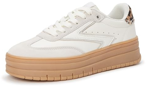 LUCKY STEP Chaussures Plateforme Femme - Semelle Gomme & Suédé, Style Rétro Casual pour Tennis/Marche