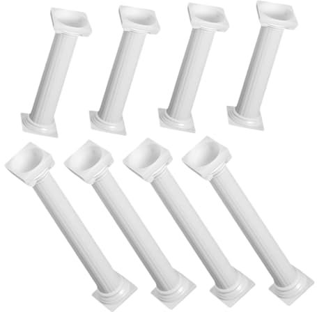 FOYTOKI Roman Column Cake Support Pillars Set 8pcs with 12.5cm 17cm White Decorative Props for Wedding Cake Stands and Party Decorations
