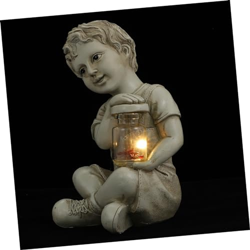 SUPVOX Statua Di Bambola Umana Da Giardino Luci in Resina Decorazione Da Giardino Luce Da Prato Illuminazione Notturna Decorativa A Risparmio Energetico Per Esterni