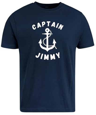 Be Buz Personalised Captain T-Shirt with Custom Name – Nautical Anchor Sailing Gift for Boat Captains & Sailors – Unisex S–XXL – Black, White, Navy Blue & Grey