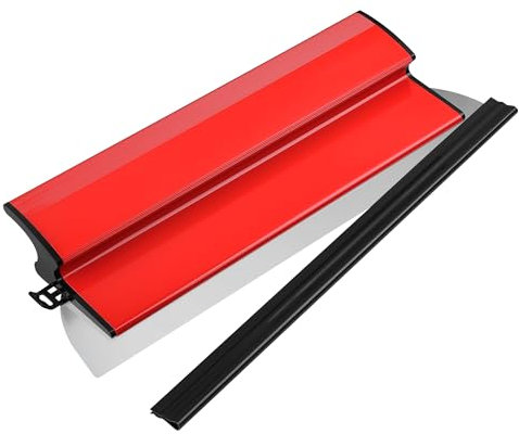 Acero Inoxidable Espátula para Enlucir, Duradero 40cm llana para Alisar Paredes, Ergonomía Espatulas Pladur, Cuchilla Reemplazable Espatula Masilla, Espátula de Pintor Para Suelos Paredes Secas （Rojo）