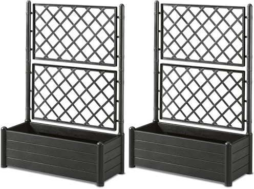 Stefanplast Bac Italie avec Espalier, Plastique, rectangulaire, 100 x 43 x H. 142 cm Anthracite (Lot de 2)