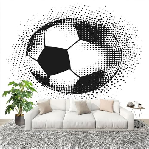 Papel Pintado Tejido no Tejido FúTbol de Lunares Papel Pintado Pared Panorámico 400x280 cm Blanco Fotomurales para Salón, Adulto Habitación de Niños, Estudio Decoración
