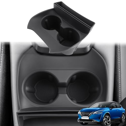 GAFAT Compatible avec Nissan Qashqai J12 e-Power 2022-2025 2026 Porte-Gobelet Housse de Protection, en Caoutchouc Souple TPE, Organiseur Console Centrale, Support Trois Points Origine Antidérapant