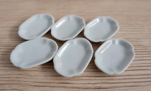 1shopforyou Miniature Ceramic Plates Set of 10 – White Dollhouse Dishware for Crafts, DIY Projects & Miniature Collections