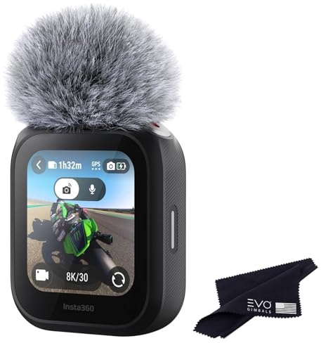 Insta360 GPS-Vorschau-Fernbedienung mit integriertem Mikrofon, All-in-One-Fernbedienung, kompatibel mit Insta360 Ace Pro 2 und X5 für Live-Bildvorschau, Fernbedienung, Audioaufnahme und Echtzeitdaten