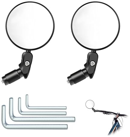 Lot de 2 Rétroviseur vélo, Rétroviseur Bicyclette HD en verre à lentille convexe Miroirs De Vélo MiroirConvexe pour Guidon 360° Réglable Haute Définition Miroir de Guidon Rotatif pour 18-22 mm