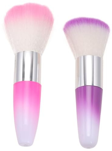 DECORNIJIA Cepillo para Polvo de Uñas 2 Piezas Pequeño Cepillo para Manicura Profesional y Personal Kit de Limpieza de Uñas Rosa y Morado para Decoración y Removedor de Suciedad