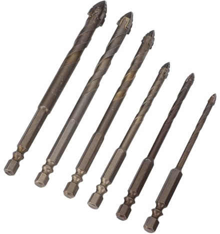 Cryfokt 6-teiliges Exzenter-Spiralbohrer-Set aus Starkem Hartmetall für Beton, Mauerwerk, Glas und Holz für Schwere Anwendungen