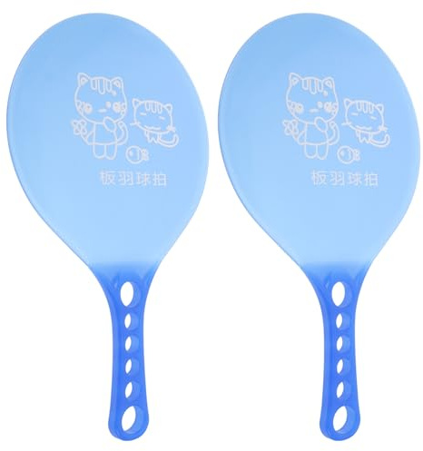 Healeved Raquettes de Badminton en Plastique Épaissies Paire Bleue pour Adultes et Garçon et Filles Équipement Sportif Polyvalent Intérieur et Extérieur Raquettes de Volant Solide pour