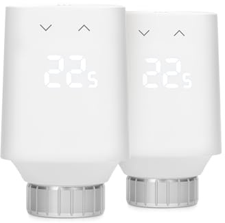 Eve Thermo (Matter, 5. Gen.) 2er Pack: Smartes Heizkörperthermostat, Heizkosten sparen, funktioniert mit Alexa, Apple Home, Samsung SmartThings, Google Home, benötigt Thread Border Router
