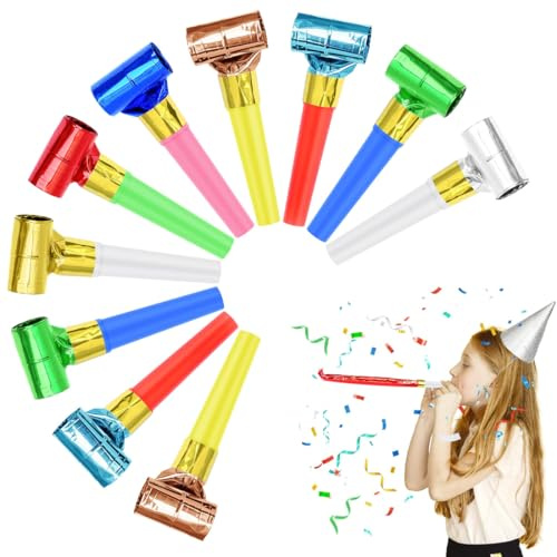 CATZUM 10 pièces Sifflet de Couleur, Souffleur de Partie, Trompette Multicolore, Anniversaire, Souffleur Enfant, Sarbacane Fête, Nouvel An, Partie, Célébration (Multicolore)