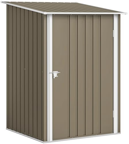 Outsunny Casetta da Giardino 0.92m², Marrone e Bianco