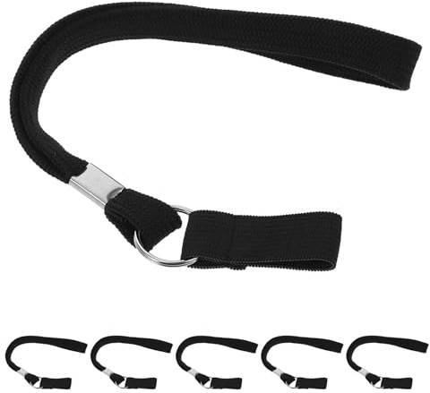IWOWHERO Lot de 6 Dragonnes Réglables en Nylon Noir pour Cannes de Marche et Béquilles, Sangles Rembourrées Éléments Réfléchissants pour Seniors, Maintien Sécurisé et Prévention