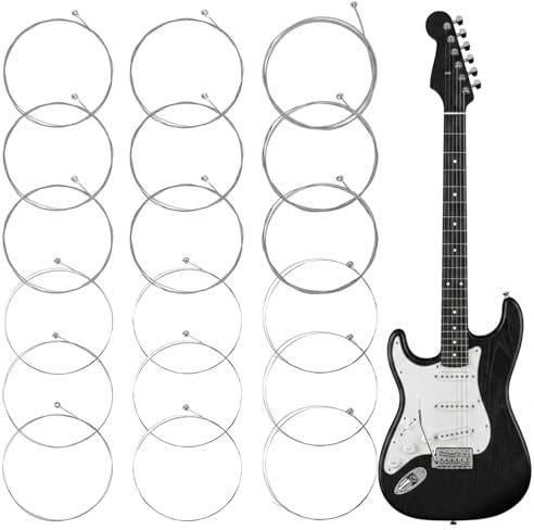 Lot de 18 cordes de guitare électrique, cordes de guitare électrique, cordes de guitare classique, jeu de 6 cordes, cordes de rechange pour guitare en E (1ère), B (2ème), G (3ème), D (4ème), A (5.) et