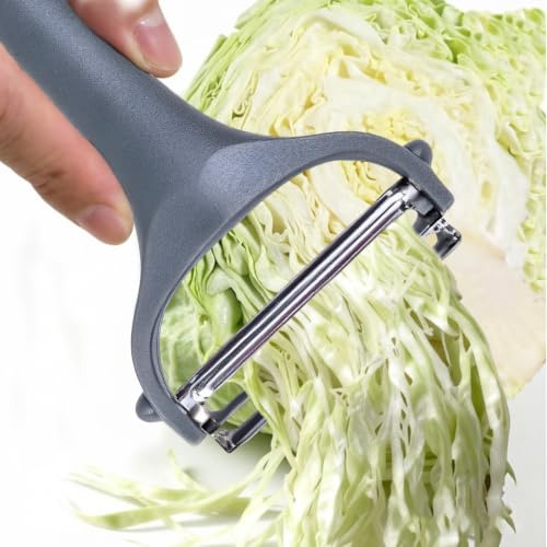 WADUBI Cortador de Repollo con Doble Hoja, Pelador de Verduras Multiusos para Ensalada Coleslaw, Color Gris