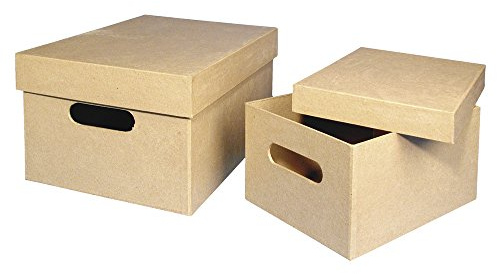 Rayher Pappmaché Sammelbox, Geschenkkarton, Pappmaché FSC zertifiziert, 35 x 25 x 17,5 cm (LxBxH), Aufbewahrungsbox, zum Verzieren, 67201000