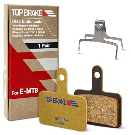 TOP BRAKE Disc Electric Bike Brake Pads for Shimano Deore M515 M525 TRP Hylex TEKTRO Orion | E-Bikes, E-MTB, Bike Parking | E-Bike Compound,Long Lasting, Premium E+ Version, Gold