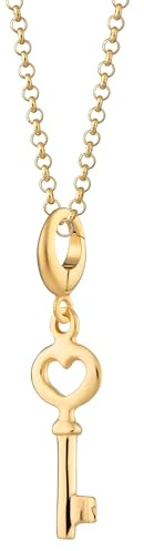 Lily Charmed - 925 Sterling Silver Key Pendant Necklace with 18 Chain, or 18ct Gold Plated Silver Necklace