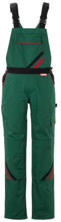 Planam Highline Damen Latzhose grün/schwarz/rot, Größe 40