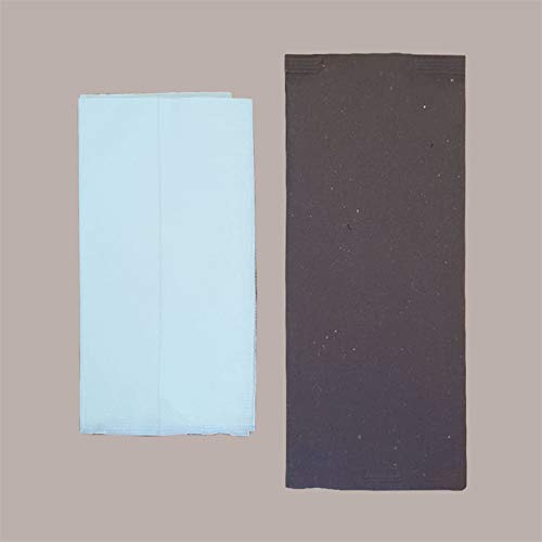 Bestecktasche aus Papier Stroh grau plus Serviette 40 x 40 cm, 125 Stück, Lucgel