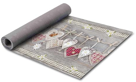 HomeLife PVC Küchenläufer waschbar & rutschfest | 52 × 200 cm | PVC Teppich Läufer für Küche, Flur & Bad | Polyester Teppich für Eingangsbereich Innen & Außenbereich | Bunte Stoff Herzen