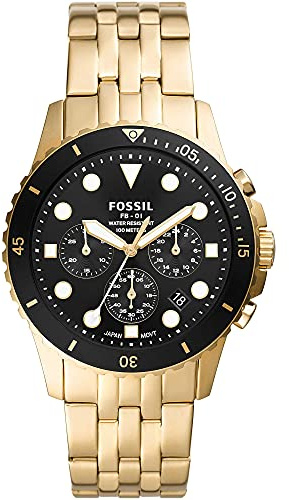 Fossil FB-01 orologio da uomo, movimento cronografo, bracciale in acciaio o cinturino in pelle