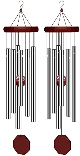 Pgzsy Gedenk-Windspiel, für den Außenbereich, groß, tiefer Ton, Windspiel, personalisierbar mit 6 gestimmten Röhren, Elegantes Klangspiel für Garten, Balkon und Zuhause, 2 Stück